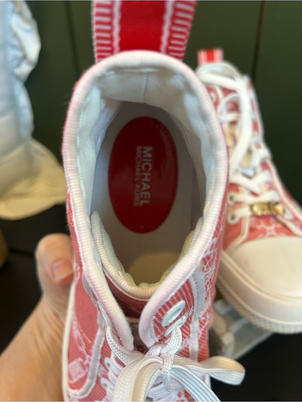 Michael Kors Evy High-Top Sneakers in a "Spiced Coral" pink color size 7.5 - Picture 7 of 7